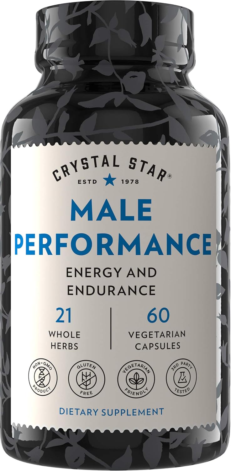 Crystal Star Male Performance Booster (60 Capsules) – Herbal Supplement That Promotes Energy and Endurance - Maca, Ginkgo Biloba, Tribulus Terrestris & American Ginseng - Non-GMO: Health & Personal Care