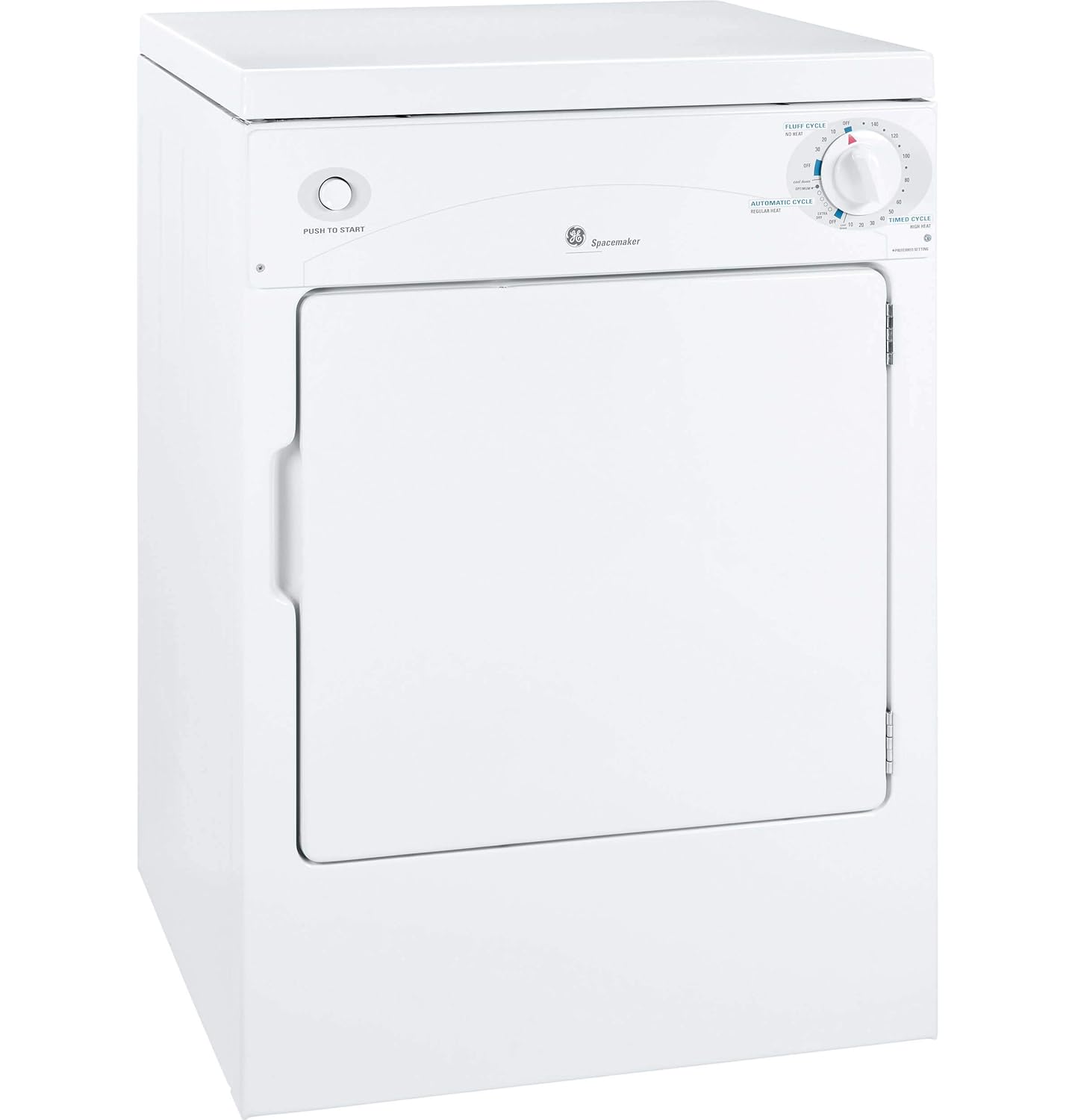 GE DSKP333ECWW Spacemaker 24" Portable Electric Dryer with 3.6 Cubic. Ft. Capacity