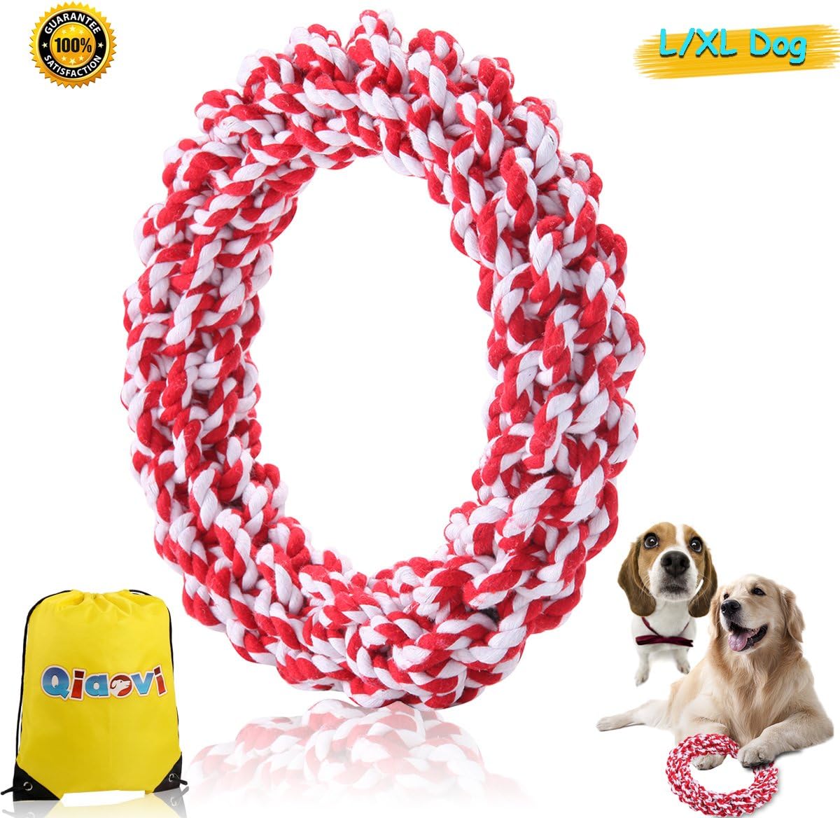 L/XL Dog Rope Toys, 100% Cotton Indestructible Big Dog Chew Toys for Large Dogs Aggressive Chewers,Puppy Training Toy for 100Lbs Large Breeds