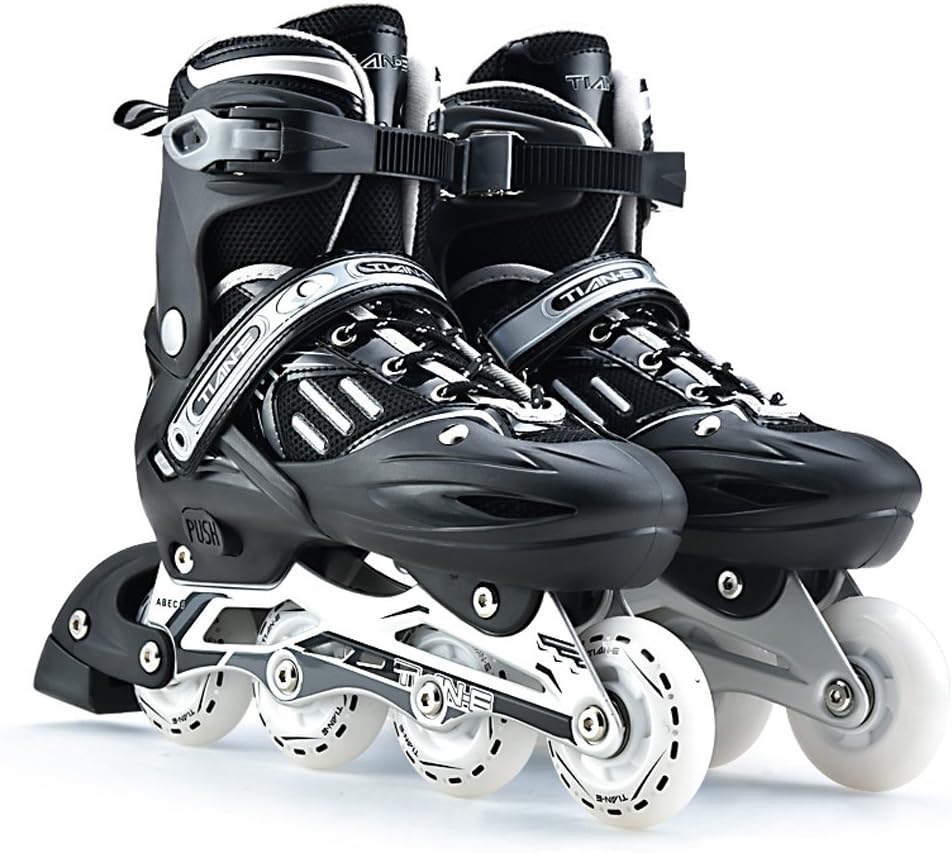 Sunkini Unisex Professional Children Skating Shoes Single Line Roller Skates Shoes Adjustable Men Women's Ice Skate Universal Inline Skating Shoes