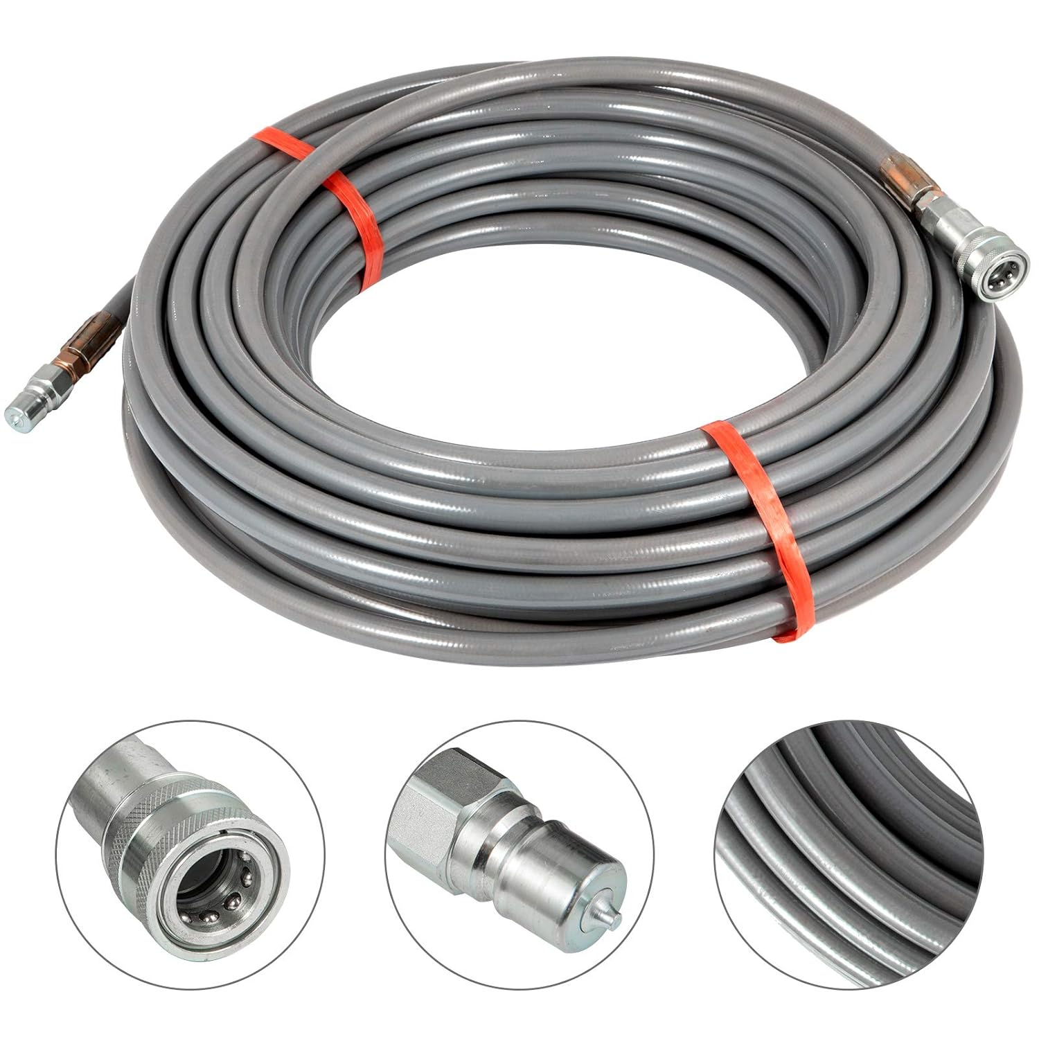 Happybuy 3/8 Inch Pressure Washer Hose 50Ft Power Washer Hose 4500 PSI Carpet Cleaning Hose for Cold Water Replacement Extension Hose