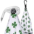 Aliennana Magnetic Golf Towel, Microfiber Waffle Design with Clip - Industrial Strength Magnet for Strong Hold to Golf Bags, Carts Clubs (Lucky Clover)