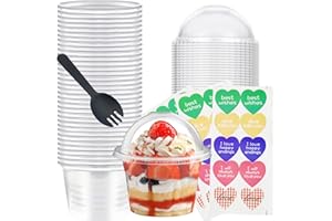 50 Pack 8 oz Dessert Cups with Lids and Spoons, Mini Clear Parfait Cups with Lids for Party Serving Appetizer Fruit Ice Cream