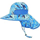 Kids Sun Hat with Neck Flap Boys Girls Wide Brim Sun Protection Summer Beach Bucket Hat (for 5-12 Years)