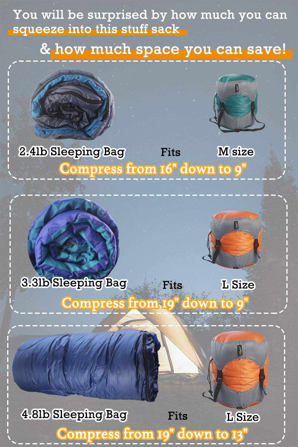 Frelaxy Compression Sack, Ultralight Sleeping Bag