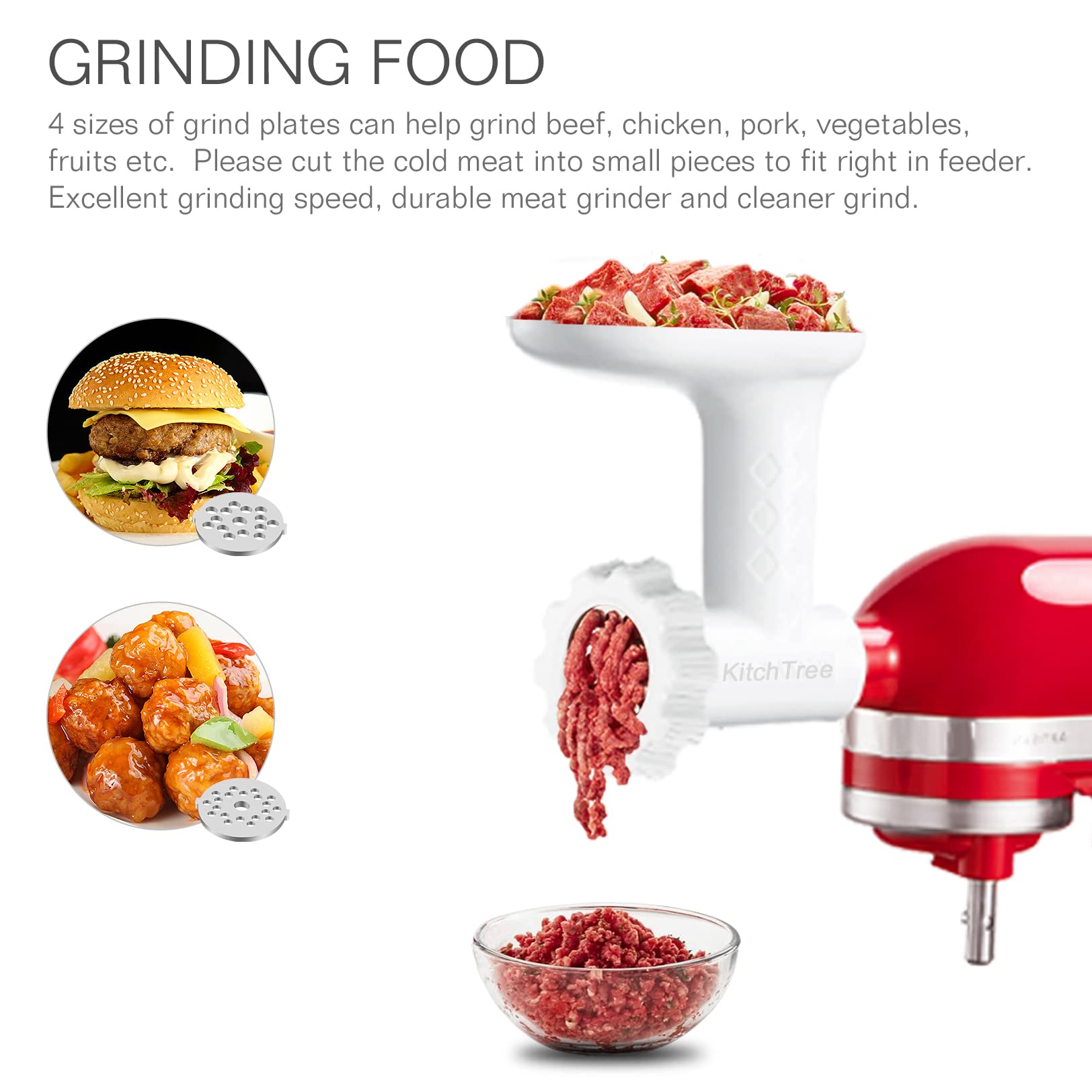 Fruit & Vegetable Strainer Attachment Set for KitchenAid - Includes Food Grinder Attachment and Sausage Stuffer Tubes, Compatible with KitchenAid Stand Mixers