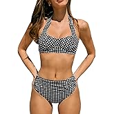 CUPSHE Women's Bikini Sets Two Piece Sweetheart Neck Swimsuit Underwire Halter Bathing Suit Wide Straps Self Tie