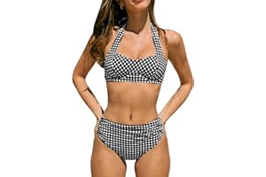 CUPSHE Women's Bikini Sets Two Piece Sweetheart Neck Swimsuit Underwire Halter Bathing Suit Wide Straps Self Tie