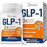 GLP-1 Supplement for Women, 3X Targeted Formula, Gentle on the Stomach, GLP-1 with Akkermansia Probiotic, Berberine HCI & Chicory Inulin, Natural GLP1 for Digestion & Gut Health - Vegan, 60 Capsules