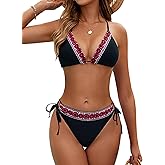 BMJL Womens Bikini Sets Triangle Sexy Swimsuit Color Block String Two Piece Bathing Suit 2025