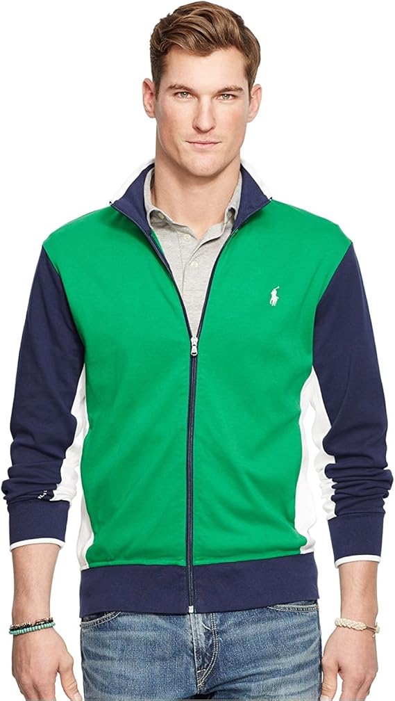 Ralph Lauren Polo Mens' Full-Zip Interlock Track Jacket (Small) Green at Amazon Menâs Clothing store