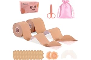 Oiomniv Boob Tape Set for Large Breasts A-G Cup, 2 Rolls 5M Stretchable Self-Adhesive Boobtape for Breast Lift & Support, 2 P