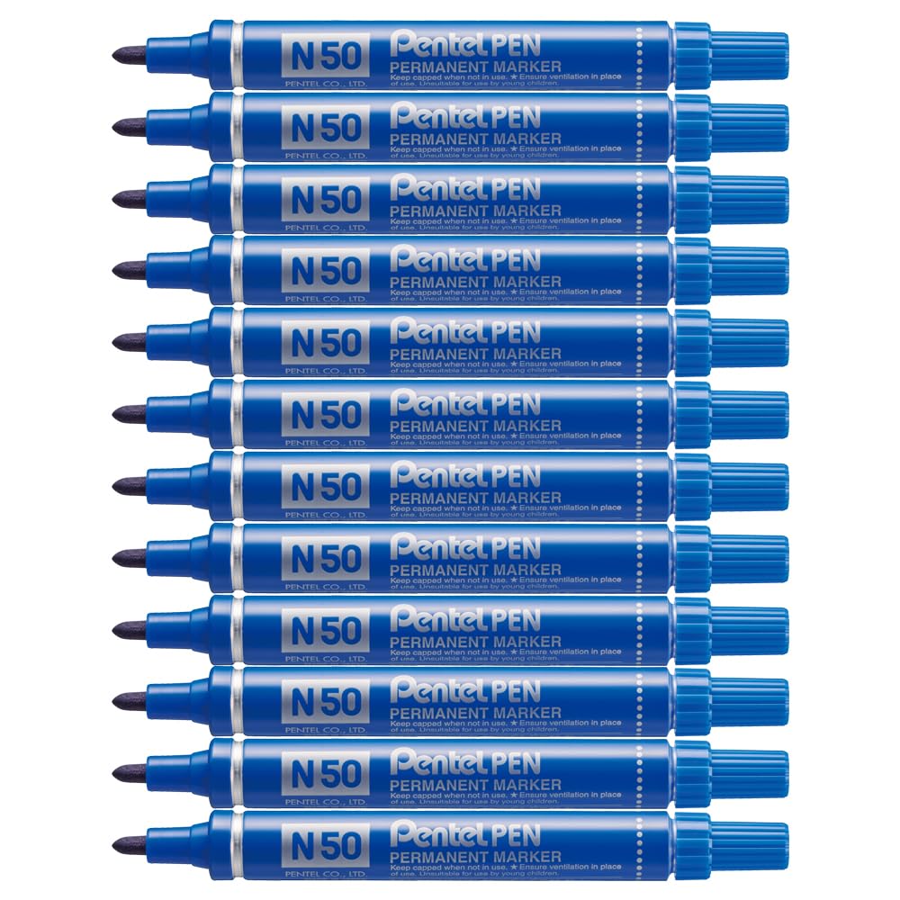 Pentel N50 Permanent Marker Bullet Tip with Aluminium Barrel Waterproof Ink - Blue โ image 1