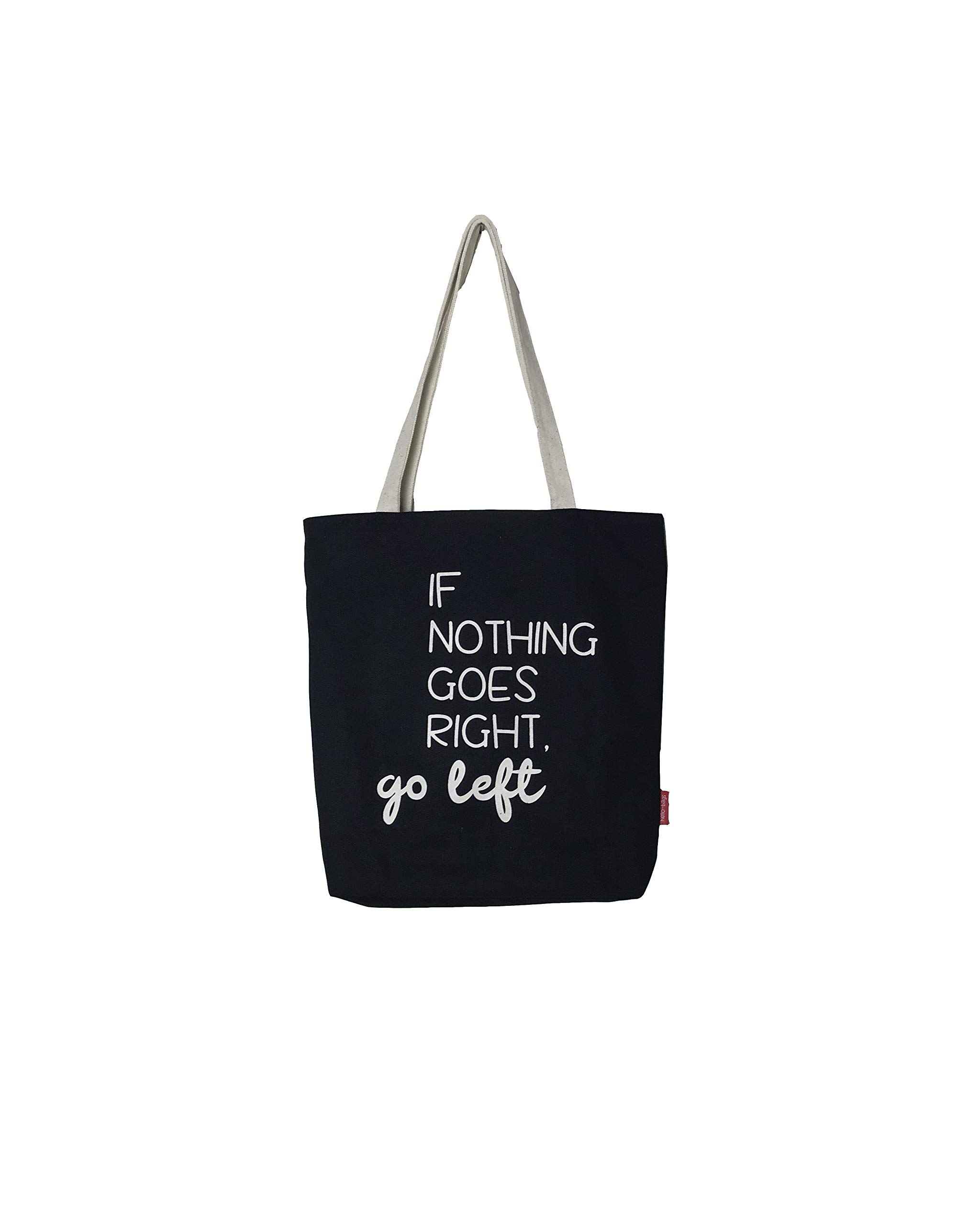 hello-bags. Canvas Tote Bag. Exterior: 100% Cotton. Includes zipper, lining and inside pocket. Packed in a gift kraft envelope. Model: “IFNOTHING”. Color: Black. Measurements: 37 * 38 cm.