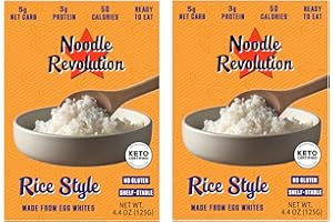 PURE TRADITIONS Noodle Revolution Rice Style. Keto Certified, Made from Egg Whites. Just 5 net carbs per serving. Amazing Texture. 4.4 oz (125g). (2 Pack)
