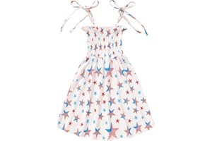 Tiny Cutey Toddler Girl 4th of July Dress America Flag Strap Dresses Kids Summer Clothes Backless Stripe Stars Party Dress