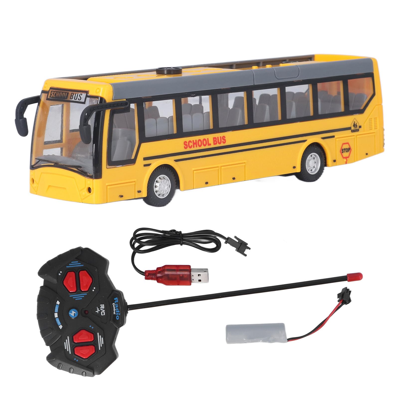 Remote Control School Bus 1:48 Scale Rechargeable RC Electronic Play Vehicle Simulation Toy for Boys and Girls (Yellow)