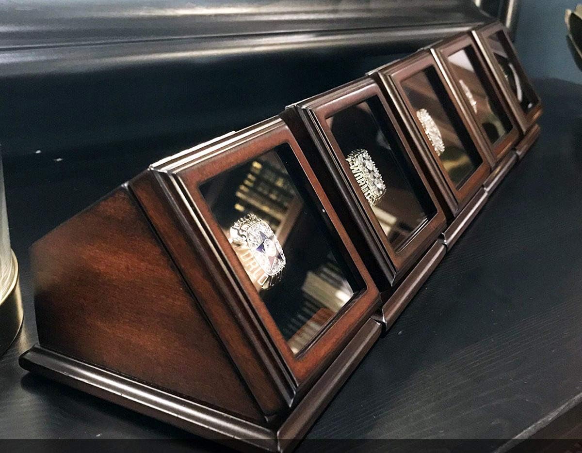 Championship Ring Display Case, 1 Slot Slanted Wooden Glass Window for Football Hockey Sports Highschool Rings : Sports & Outdoors