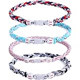 JEANUE 4 Pieces Baseball Necklaces for Boys,Three Braided Rope Tornado Sports Titanium Necklaces,Christmas Gifts Baseball Accessories Drip