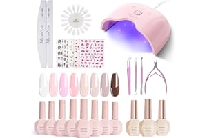 MelodySusie Gel Nail Polish Kit with UV Light P-ART06F- Popular Color Gel with Builder and Baser &Glossy Top Coat Soak Off Includes Nail Art Tools Nail Art Gift for Women & Girls