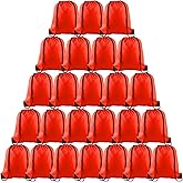 PLULON 25 Pcs Red Drawstring Backpack Bags Bulk String Backpack Cinch Sack Pull Sport Gym Backpack Bags for Yoga Traveling Outdoor Sports