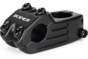 BICYCGEAR 22.2 Bike Stem 48mm 0 Degree Forged Alloy Bicycle Stem for Fixed Gear Bikes BMX Cycling,Sand Blasted