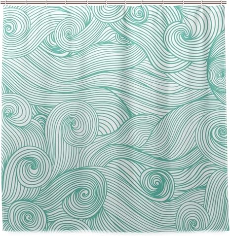 Amazon Kapanou防水 シャワーカーテン 織りメダリオンプリントファンタジー花のシンプルな白い背景緑 かわいいシャワーカーテン ユニットバス バスルーム 芸術の装飾 180cmx180cm バスフック付き 取り付け簡単 シャワーカーテン ホーム キッチン オンライン通販