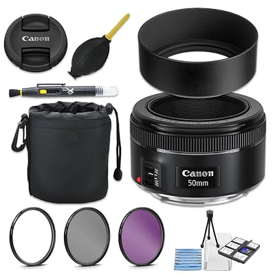 Canon EF 50mm f1.8 STM Lens  49mm Metal Lens Hood  Lens Pouch  HD Filter Kit  Blower  Pen  Started Kit