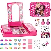 Barbie - Townley Girl Cosmetic Light-up Vanity Makeup Set Includes Lip Gloss, Eye Shadow, Brushes, Nail Polish, Nail Accessor