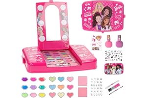Barbie - Townley Girl Cosmetic Light-up Vanity Makeup Set Includes Lip Gloss, Eye Shadow, Brushes, Nail Polish, Nail Accessor