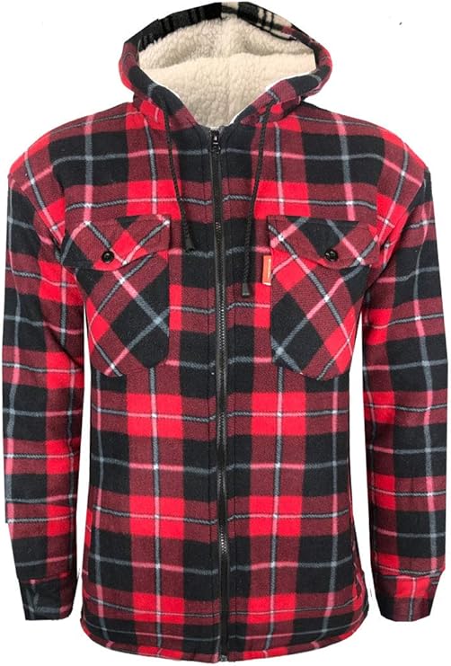 Mens Lumberjack Insulated Fleece Lined Flannel Warm Padded Jacket