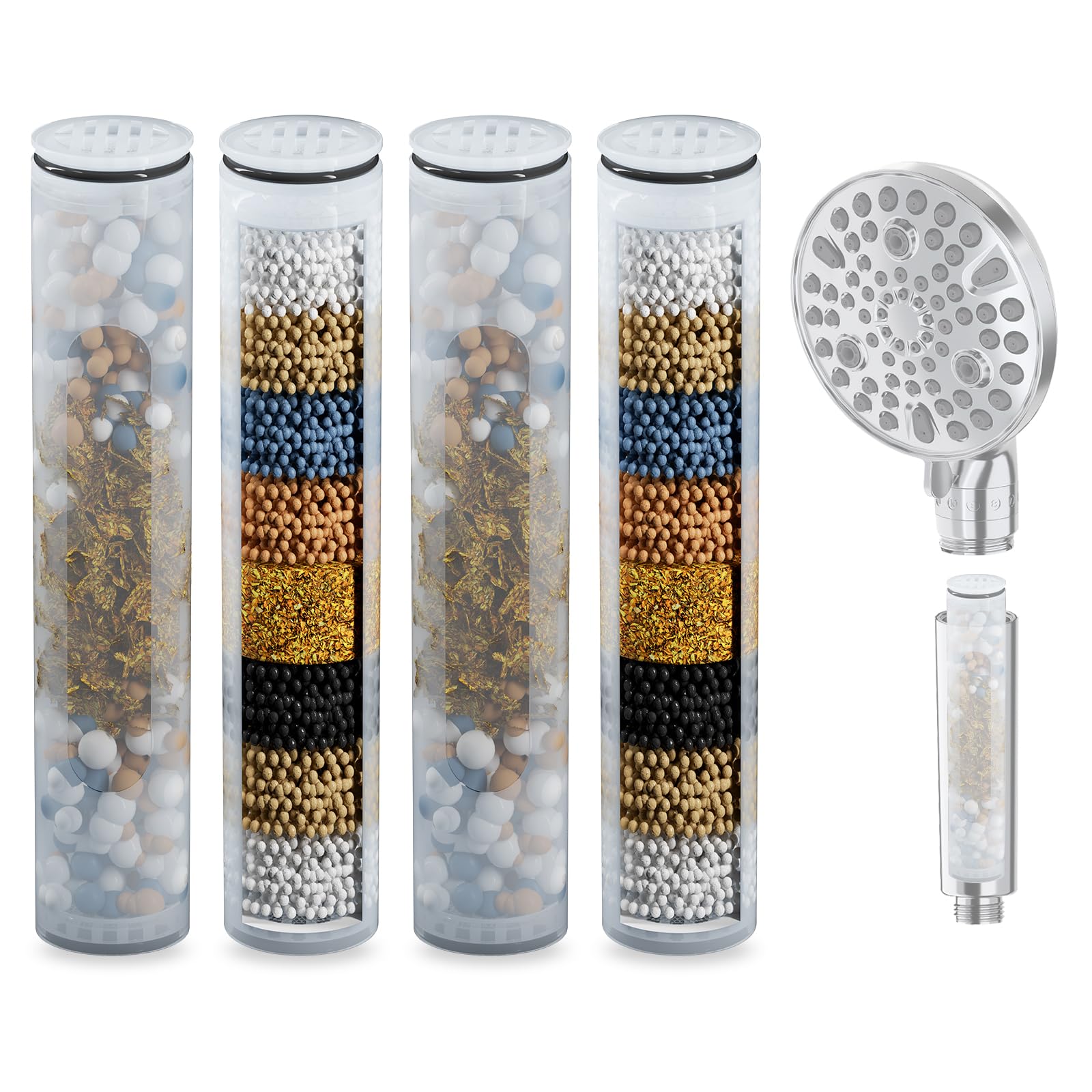 Photo 1 of 4 Pack Shower Filter Replacement Cartridge, Shower Head Filter Replacement Suitable for HEROBAI Rainfall Shower Head Combo, Shower Head Filter for Hard Water, Remove Chlorine (4PCS Filter Cartridge)

