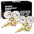 RX WELD Oxygen and Acetylene Regulators, CGA540 and CGA200, Compatible with V-Style Welding Gas Torch Cutting - T Handle