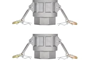 EASTRANS 1.5 inch Cam Lock Fittings(Type D), 2 Pcs Aluminum Cam and Groove Hose Fittings, 1.5" Female Coupler x 1.5" Female NPT Camlock Coupling