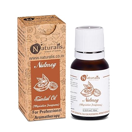 Naturalis Essence of Nature Nutmeg Essential Oil 100% Undiluted Pure and Natural Therapeutic grade for Pain Relief, Relieve Muscle Pain, Joint Pain, Swelling, Inflammation, Skin Care, Acne & Hair Growth - 10ml
