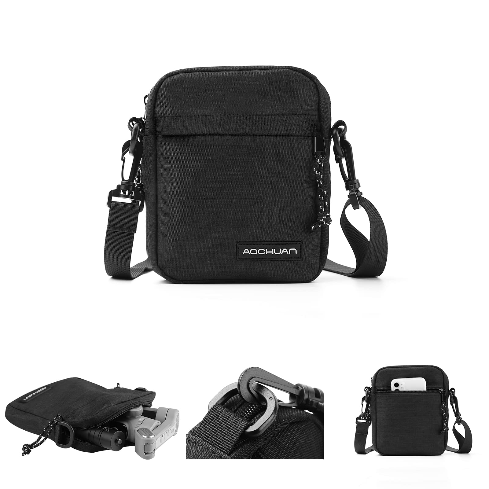 AOCHUAN B20Camera & 3-Axis Gimbal Stabiliser Bag with Compartment Insert, Mesh, Shoulder Strap, Black