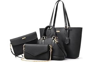 BAGSURE 4PCS Women Fashion Handbags Purses Wallet Shoulder Bags Casual Tote Bag Crossbody Bags, Handbag Set Gift for Ladies Girls