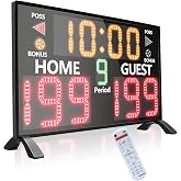 YZ Bigger LED Digital Scoreboard, Portable Basketball Scoreboard with Timer Clock, Electronic Scoreboard with Remote, Tabletop Scoreboard Clock, Score Keeper for Outdoor Game