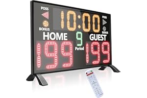 YZ 2025 Bigger LED Digital Scoreboard, Portable Scoreboard Basketball with Timer Clock, Electronic Scoreboard with Remote, Tabletop Scoreboard Clock, Score Keeper for Outdoor Game