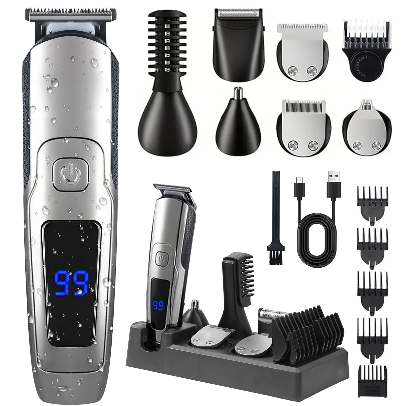 Photo 1 of Beard Trimmer for Men, 20 Length Settings, Waterproof Electric Razor for Men, Hair Trimmer, Nose Hair Trimmer, Cordless Hair Clippers, All-in-One Grooming Kit