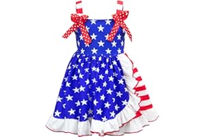 tagyum Little Girls Dress Toddler 4th of July Outfit Girl Summer Memorial Independence Day Clothes Kids 1-6 Years