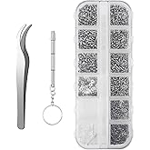 1100Pcs Eyeglasses Repair Kit, Tiny Sunglasses Screws, Glasses Screws and 5 Pairs Nose Pads with Micro Screwdriver Tweezer fo