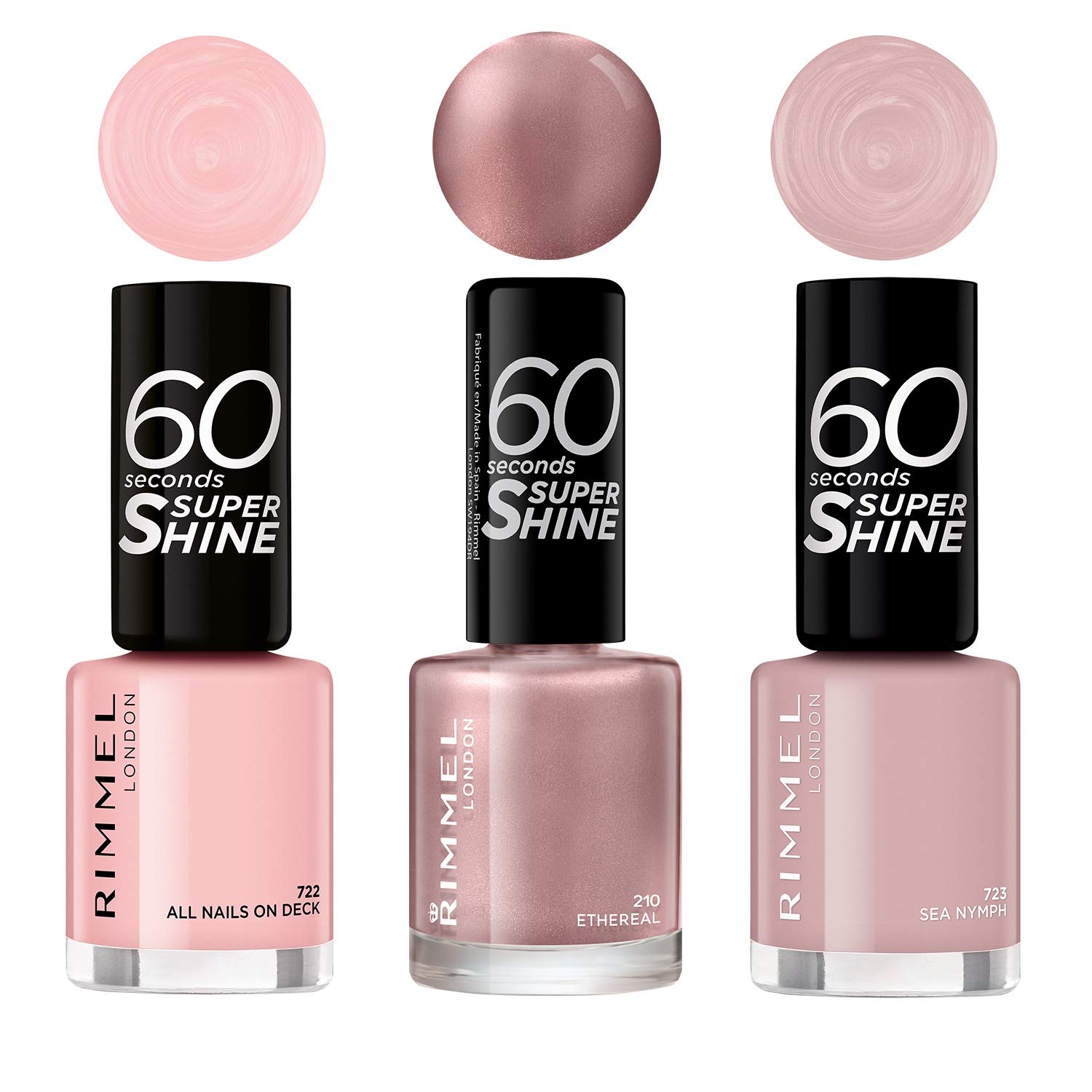 Rimmel London 60 Seconds Super Shine Pastel Pink Nail Polish Trio (Pack of 3)