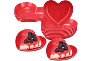 12 Pcs Valentine's Day Heart Shaped Bowls 5.8 Inch Heart Shaped Wheat Straw Small Snack Dessert Dishes Salad Plates for Dinne