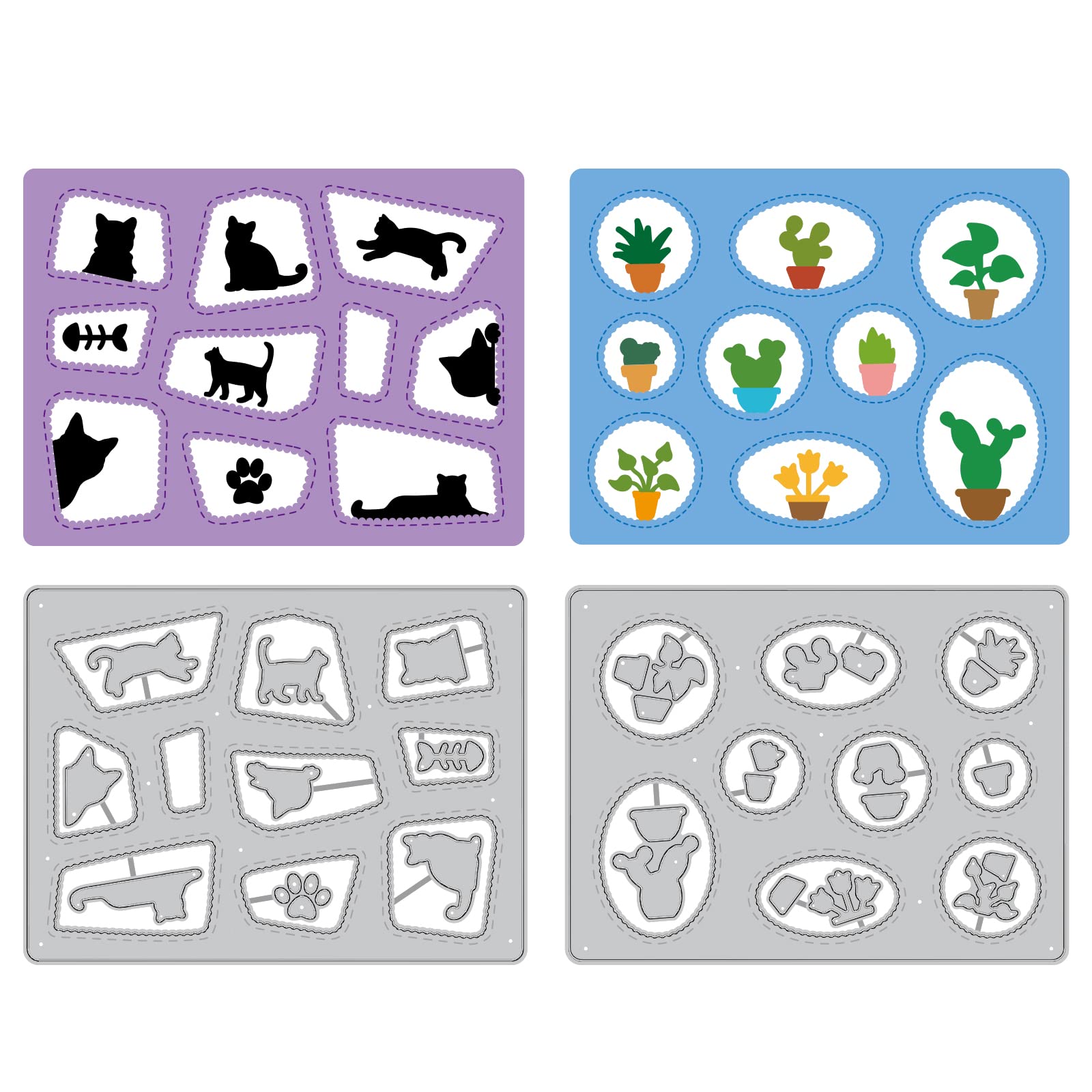 GLOBLELAND Wacky Windows Background Cut Dies Fun Animal and Plant Windows Cutting Dies Mini Rectangular Frame Metal Embossing Stencil for Card Making Decorative Scrapbooking DIY Paper Craft