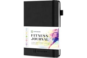 EPEWIZD Fitness Journal Hardcover 6- Month Workout Planner Undated Workout Log Book Home Gym Accessories for Women and Man (Black)