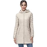 SLOW DOWN Women Ultra Light Down Jacket Packable Puffer Jacket Coat Hooded Mid Length Winter Outwear