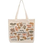 Self Love Daily Affirmations for Women, Inspirational Mom Teacher Nurse Christian Gifts Canvas Tote Bag with Pocket