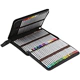 BTSKY Portable Canvas Zippered Colored Pencil Case-Super Large Capacity 72 Slot Pencil Bag Pouch for Watercolor Pencils(Black