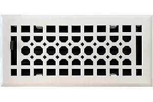 Empire Register Co, Vent Cover - 4x10 inch, Honeycomb Design, White Finish, Heavy Duty Floor Vent Covers, Metal Damper Attached Vent Covers for Home Floor only